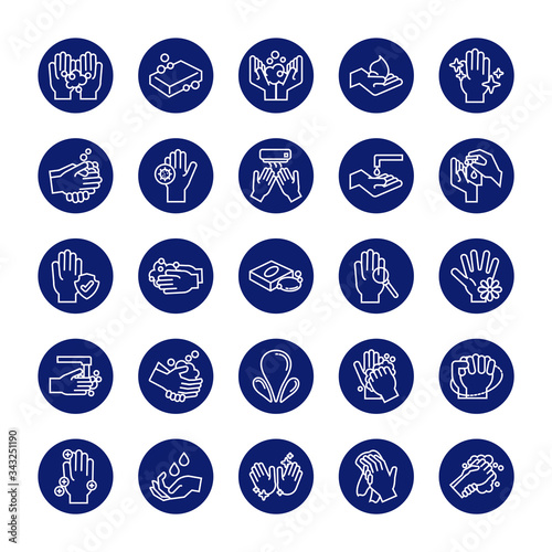 bundle of hands washing block style icons