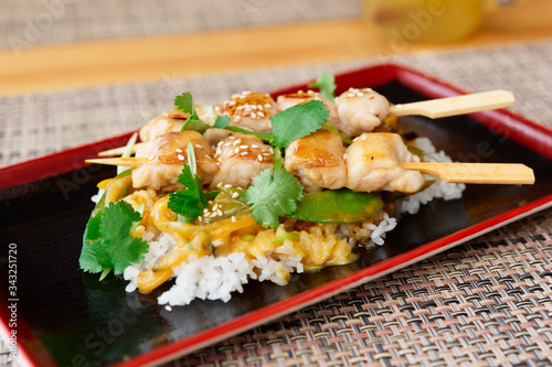 Yakitori chicken with rice