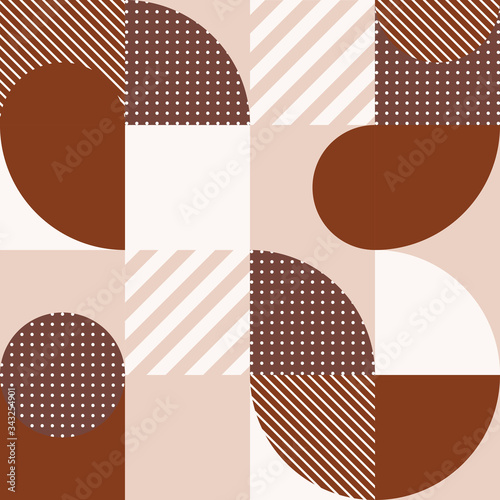 Monochrome geometric seamless pattern in Scandinavian style. Abstract vector background with simple shapes and textures.