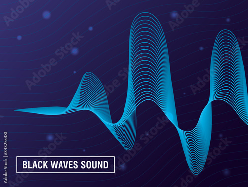 black waves sound blue background