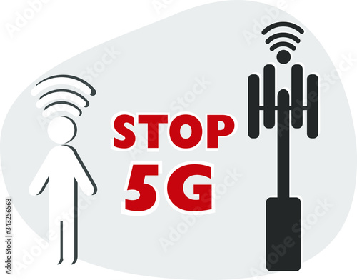 Stop 5G wifi protest simple illustration