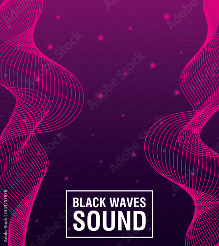 black waves sound pink background