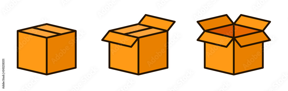 Set of shipping, delivery box or container icons. Set of shipping, delivery box or container icons.