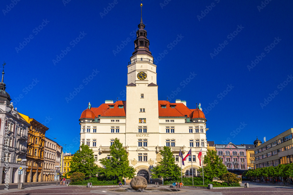 Upper Square with the City Hall in Opava town, Czech Republic, Europe.