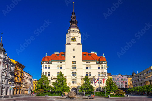 Upper Square with the City Hall in Opava town, Czech Republic, Europe.