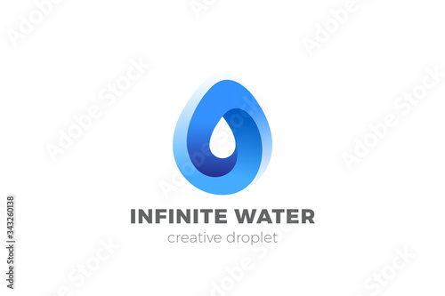Water Droplet Logo design infinity vector template. Natural Mineral Aqua Drink Oil Drop Liquid Energy Logotype infinite loop concept icon.