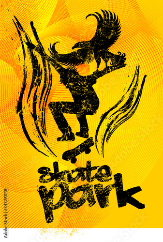 Skateboard college sports print and embroidery graphic design vector art