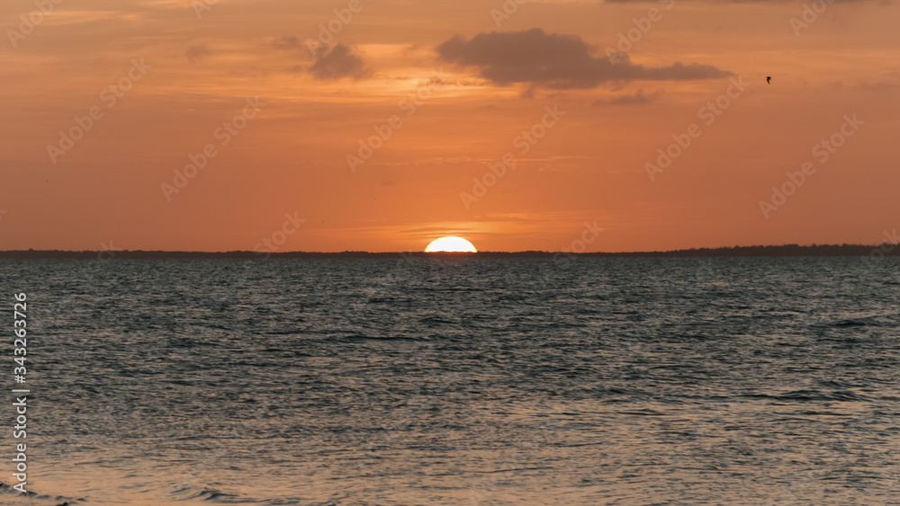 beautiful sunset over the Caribbean sea