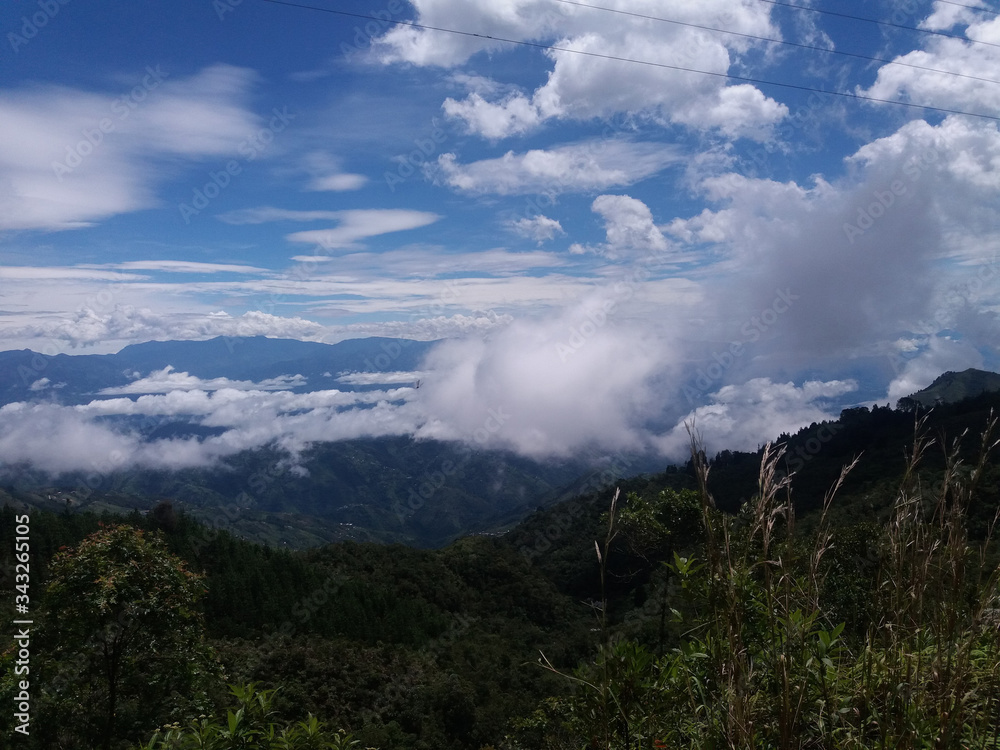 
mountains and uncovered roads, of the Colombian lands, with beautiful views