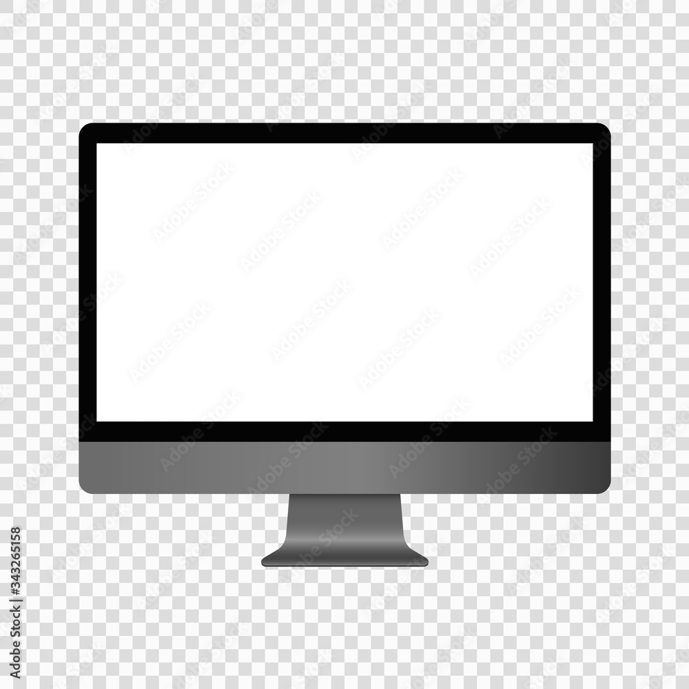 Computer Monitor Display Isolated on a transparent background. Realistic Monoblock monitor with a blank screen. Vector eps 10 Computer Monitor Display Isolated on a transparent background. Realistic Monoblock monitor with a blank screen. Vector eps 10