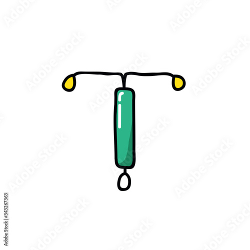 intrauterine device doodle icon, vector illustration