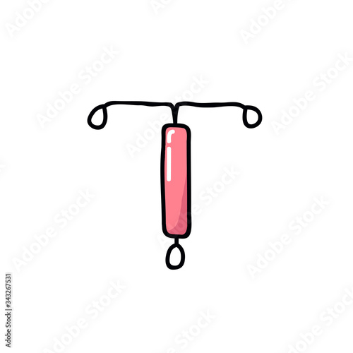 intrauterine device doodle icon, vector illustration