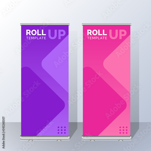 Roll Up Banner template vector illustration, background, stand, display, advertisement design