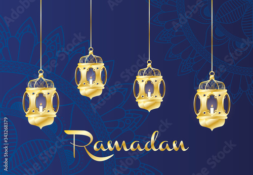 ramadan kareem celebration lamps hanging