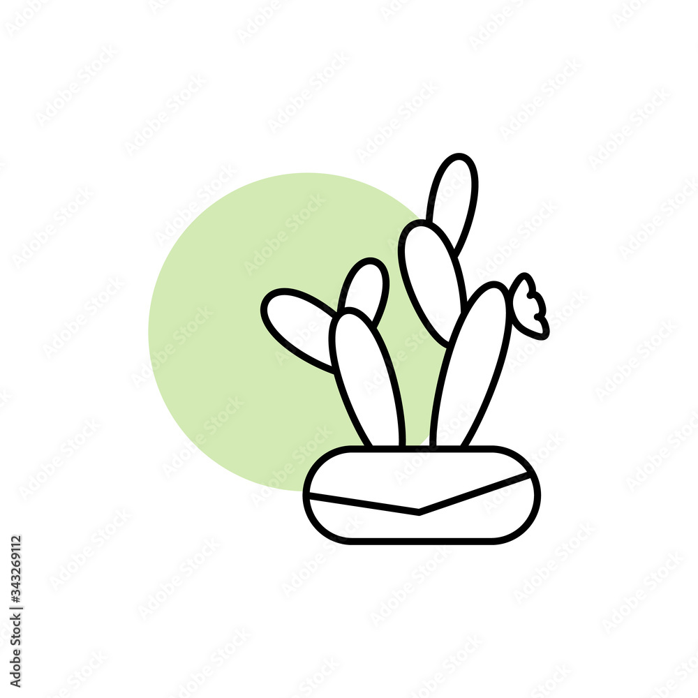 Cactus, plant icon. Simple line, outline vector elements of flora with green circle for ui and ux, website or mobile application Cactus, plant icon. Simple line, outline vector elements of flora with green circle for ui and ux, website or mobile application
