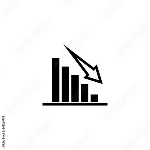 Graphs, graphics, illustrations, finance and unsuccessful investments icon in black flat design on white background