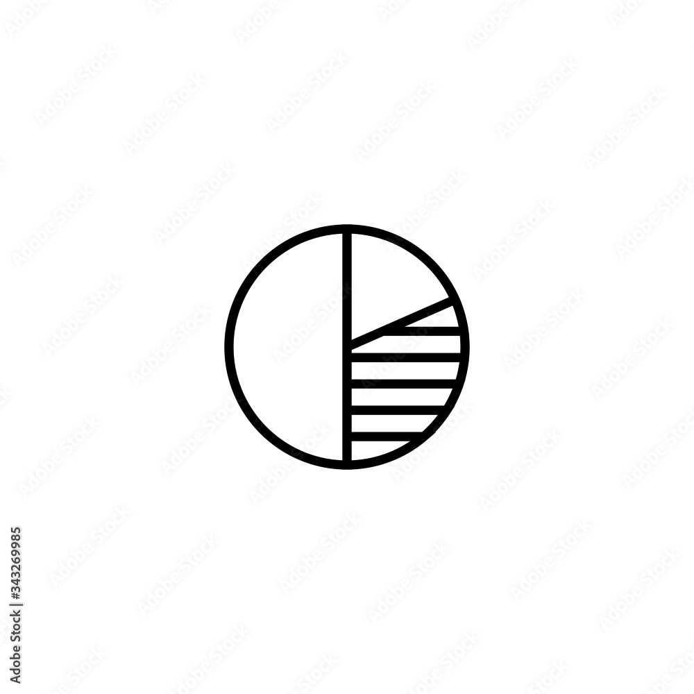 Image icon- Vector circle graph in outline style on white background Image icon- Vector circle graph in outline style on white background