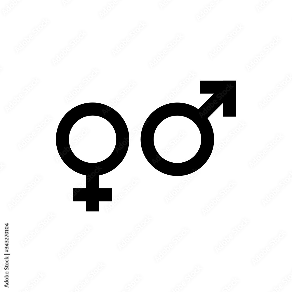 Icons and symbols for Male and female in black flat design on white background Icons and symbols for Male and female in black flat design on white background