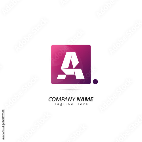 Abstract Initial letter A Logo with Dot Element. Design Vector Illustration Logo Template