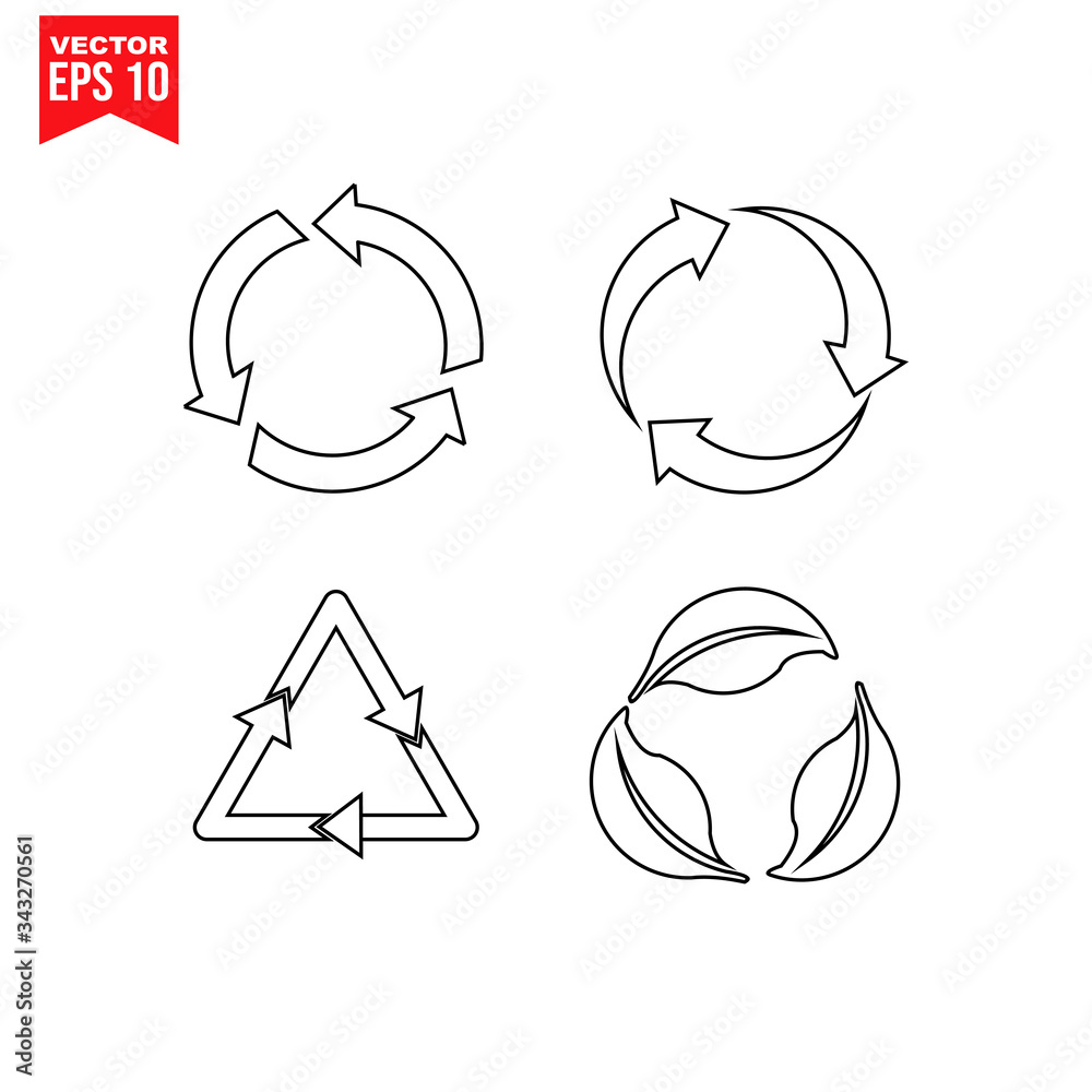 set recycle triangle arrow recycle Icon symbol Flat vector illustration for graphic and web design. set recycle triangle arrow recycle Icon symbol Flat vector illustration for graphic and web design.