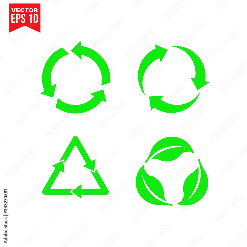 set recycle triangle arrow recycle Icon symbol Flat vector illustration for graphic and web design. set recycle triangle arrow recycle Icon symbol Flat vector illustration for graphic and web design.