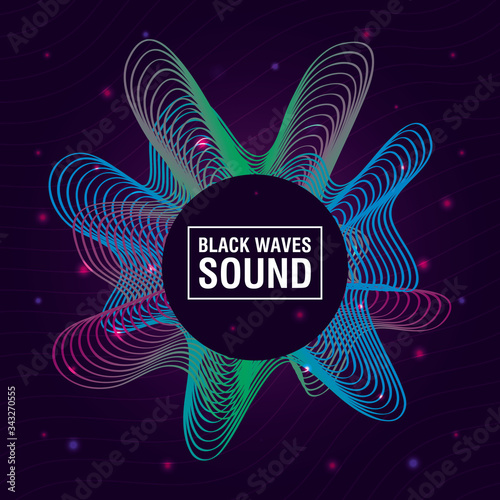 black waves sound blue background