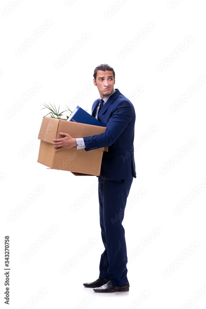 Young male businessman employee isolated on white Young male businessman employee isolated on white