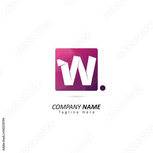 Abstract Initial letter W Logo with Dot Element. Design Vector Illustration Logo Template