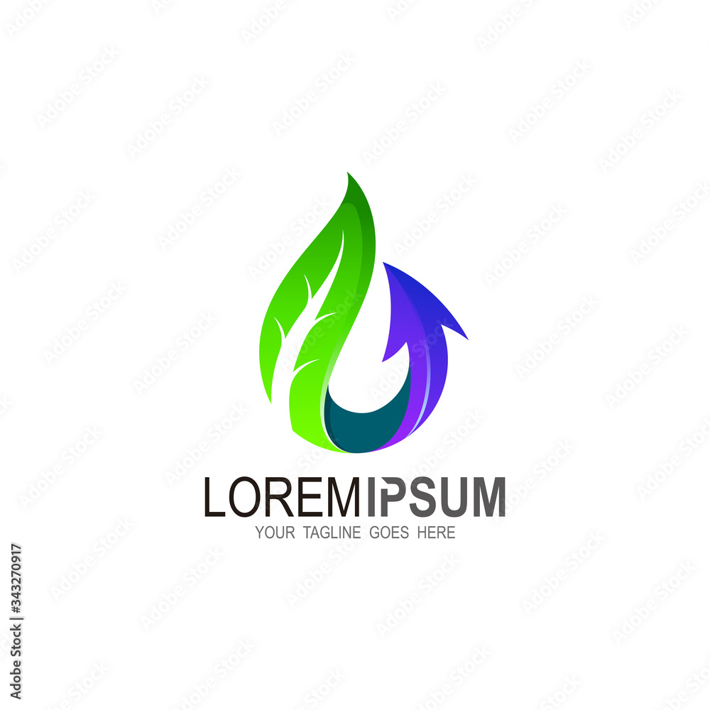 Water drop logo and leaf icon, Nature logo Water drop logo and leaf icon, Nature logo