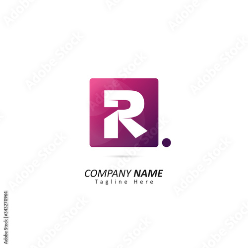 Abstract Initial letter R Logo with Dot Element. Design Vector Illustration Logo Template