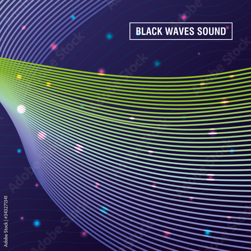 black waves sound blue background