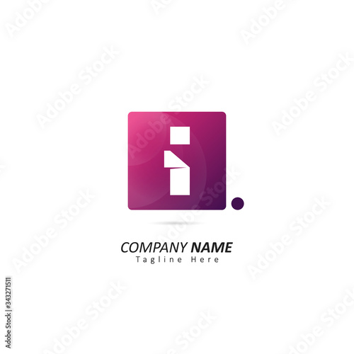 Abstract Initial letter I Logo with Dot Element. Design Vector Illustration Logo Template
