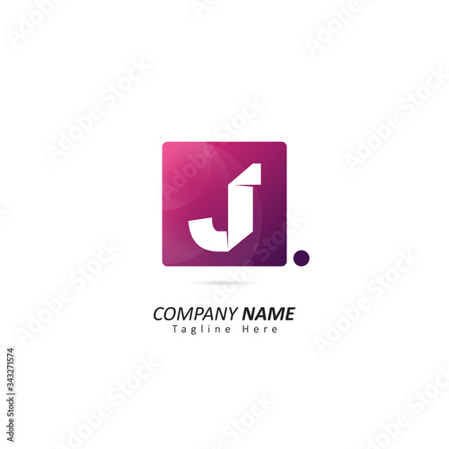 Abstract Initial letter J Logo with Dot Element. Design Vector Illustration Logo Template