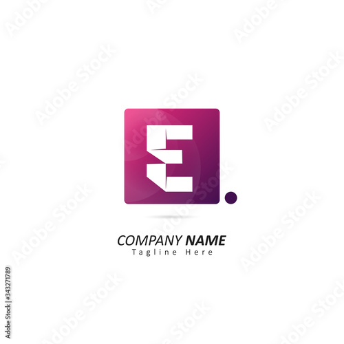 Abstract Initial letter E Logo with Dot Element. Design Vector Illustration Logo Template