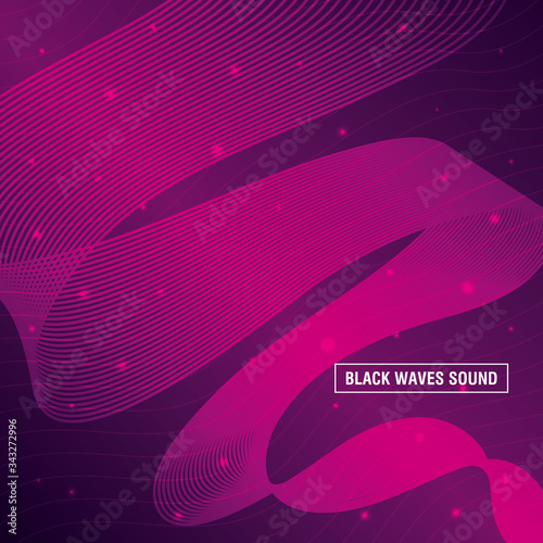 black waves sound pink background