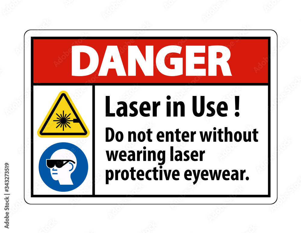 Danger Warning PPE Safety Label,Laser In Use Do Not Enter Without Wearing Laser Protective Eyewear Danger Warning PPE Safety Label,Laser In Use Do Not Enter Without Wearing Laser Protective Eyewear