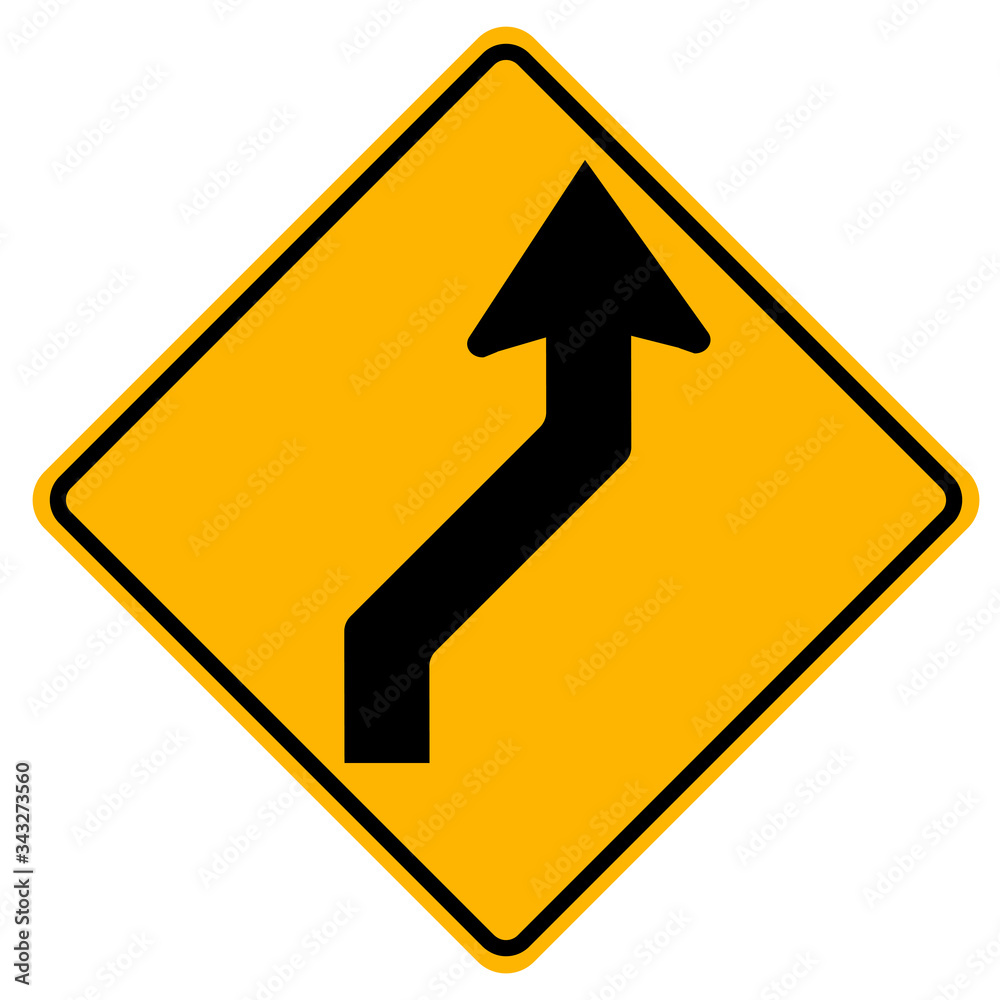 Warning signs Double curve, first to right on white background Warning signs Double curve, first to right on white background