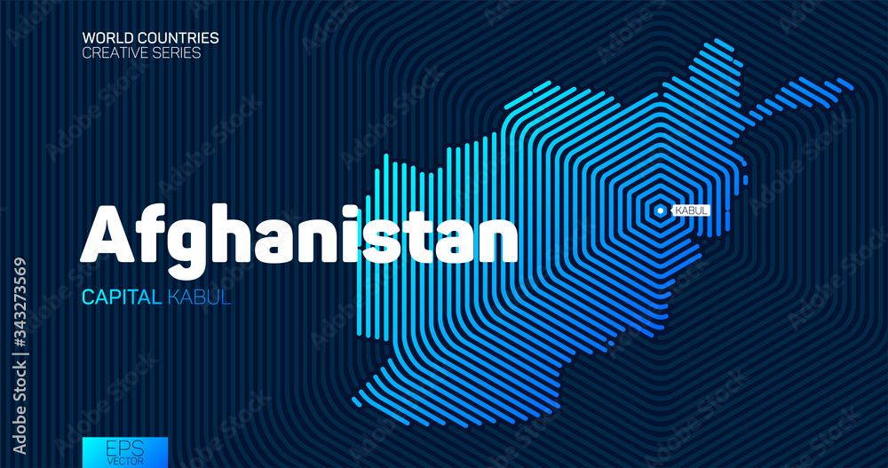 Abstract map of Afganistan with hexagon lines
