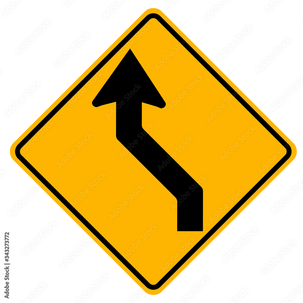 Warning signs Double curve, first to left on white background Warning signs Double curve, first to left on white background