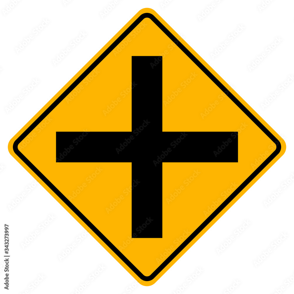 Warning signs Crossroads on white background Warning signs Crossroads on white background