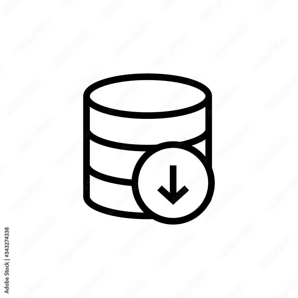 icon of data, storage, database in outline style on white background icon of data, storage, database in outline style on white background