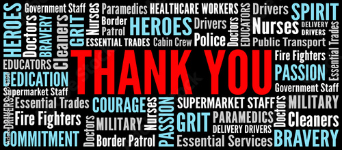 Thank you word cloud for coronavirus covid-19 doctors nurses and healthcare