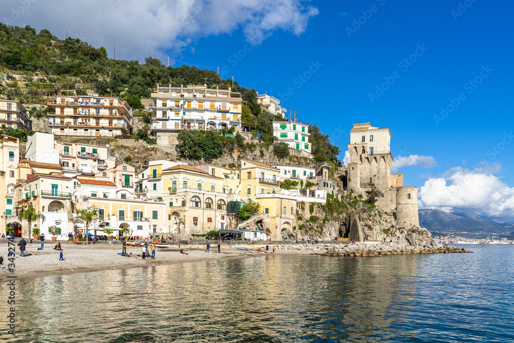 View of Cetara, a small picturesque town on the Amalfi Coast, Campania, Italy