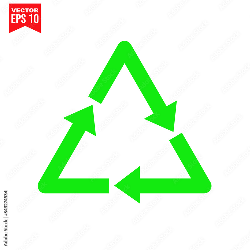 triangle arrow recycle Icon symbol Flat vector illustration for graphic and web design. triangle arrow recycle Icon symbol Flat vector illustration for graphic and web design.