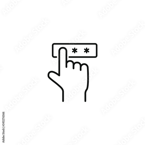 Hand finger entering pin code icon. Password and unlock symbol concept. Vector illustration