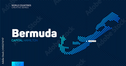 Abstract map of Bermuda with hexagon lines