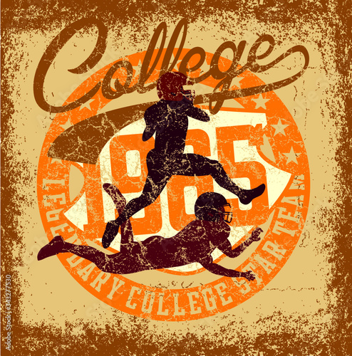 College athletic sports American football graphic design vector art