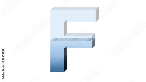 3D ENGLISH ALPHABET OF HALF FULL OF WATER FISHBOWL CUP : F