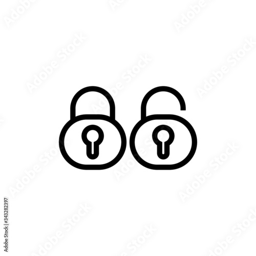 Lock Icon in outline style on white background