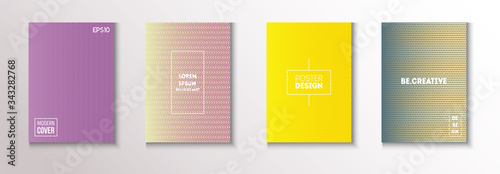 Folded Minimal Cover Vector Set. 80s Neon Music Poster. Textured 